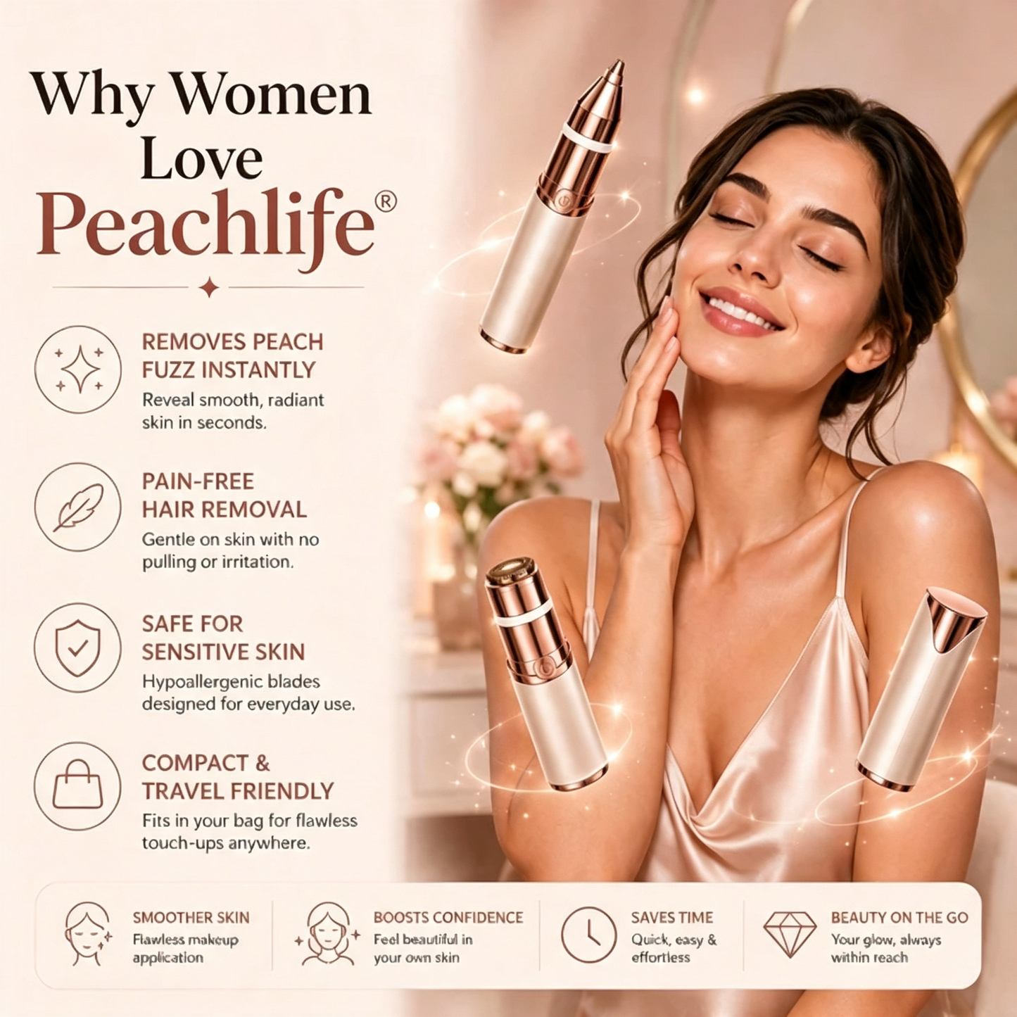 Peachlife– 2-in-1 Eyebrow & Facial Hair Trimmer