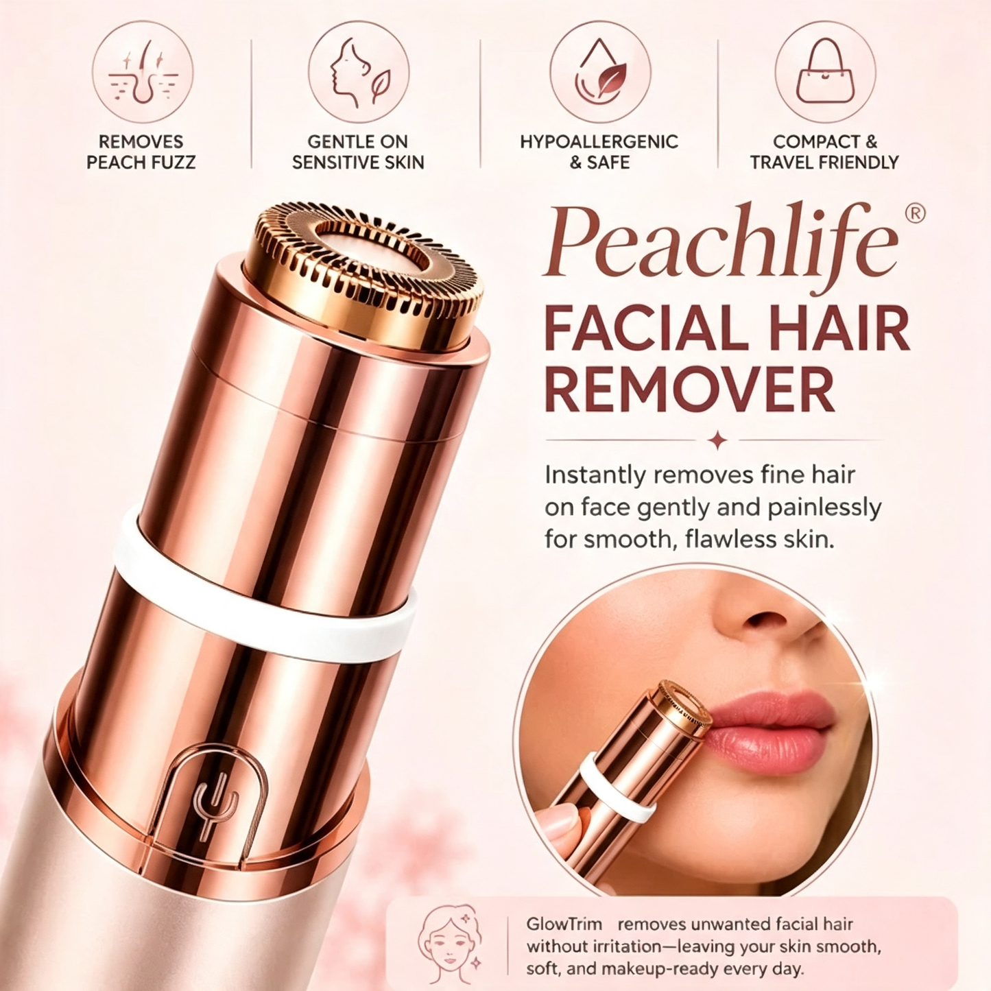 Peachlife– 2-in-1 Eyebrow & Facial Hair Trimmer