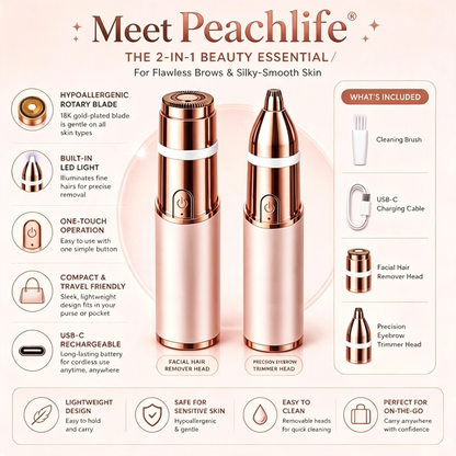 Peachlife– 2-in-1 Eyebrow & Facial Hair Trimmer
