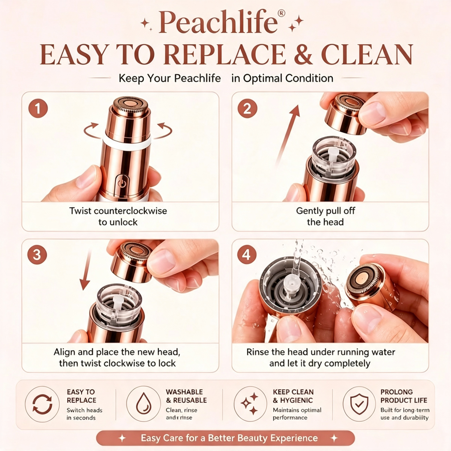 Peachlife– 2-in-1 Eyebrow & Facial Hair Trimmer